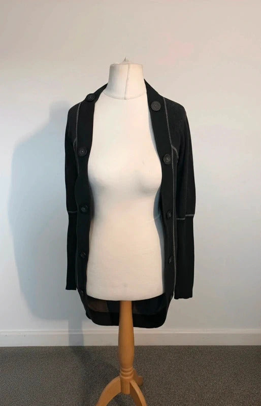 Red Or Dead Black & Grey Contrast Stitch Longline Cardigan – Size 10