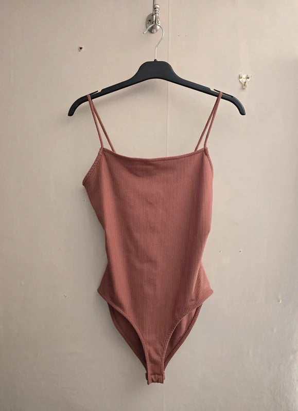 Primark Dusky Pink Sleeveless Ribbed Bodycon Bodysuit Size 10-12