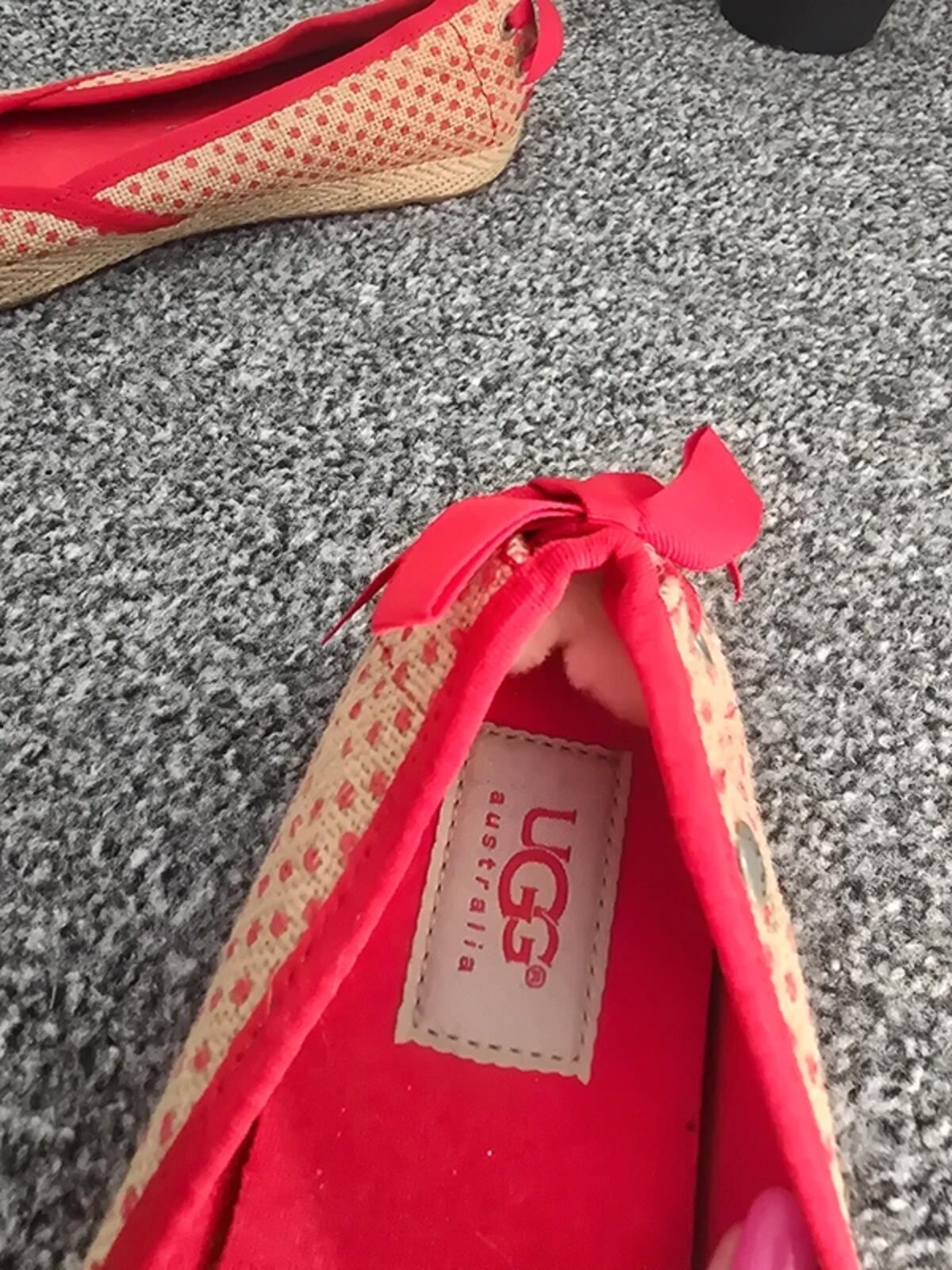 UGG Australia "Indah" Burlap Polka Dot Espadrille Flats pumps Size UK 4.5
