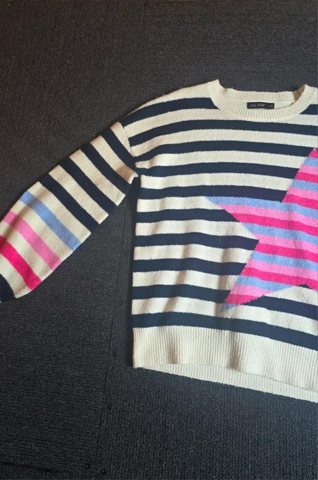 F&F Jumper Navy & Cream Size 8–10 Star Stripe Knit