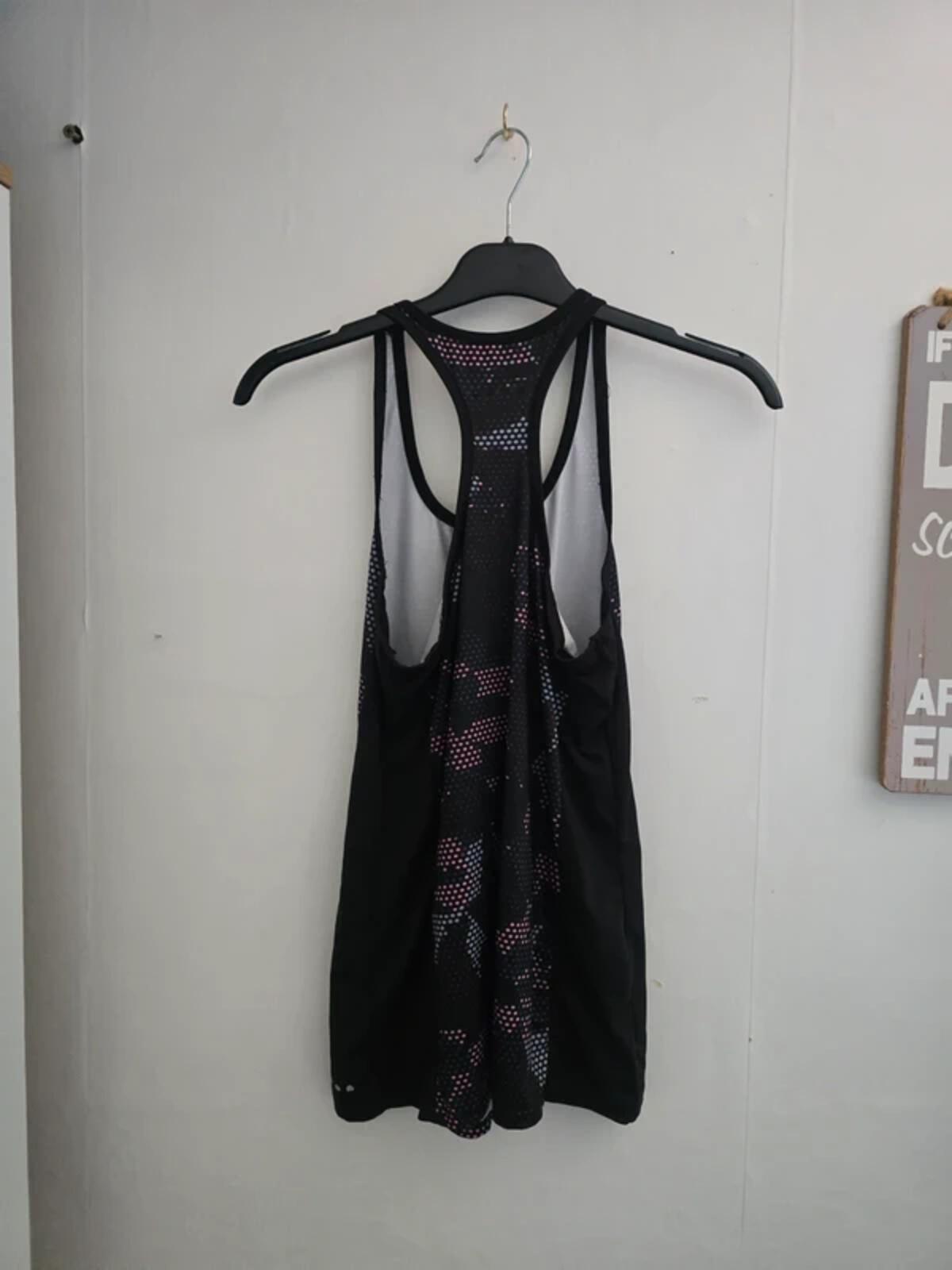 Matalan Souluxe Black, Blue & Pink Patterned Gym Top S Size 10-12