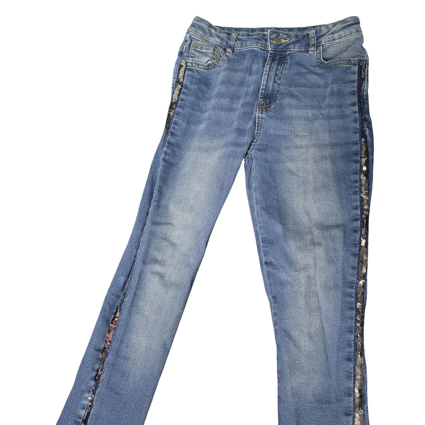 M&S Mini Ivy Skinny Blue Jeans – Silver Sequin Detail – Girls 12–13yrs