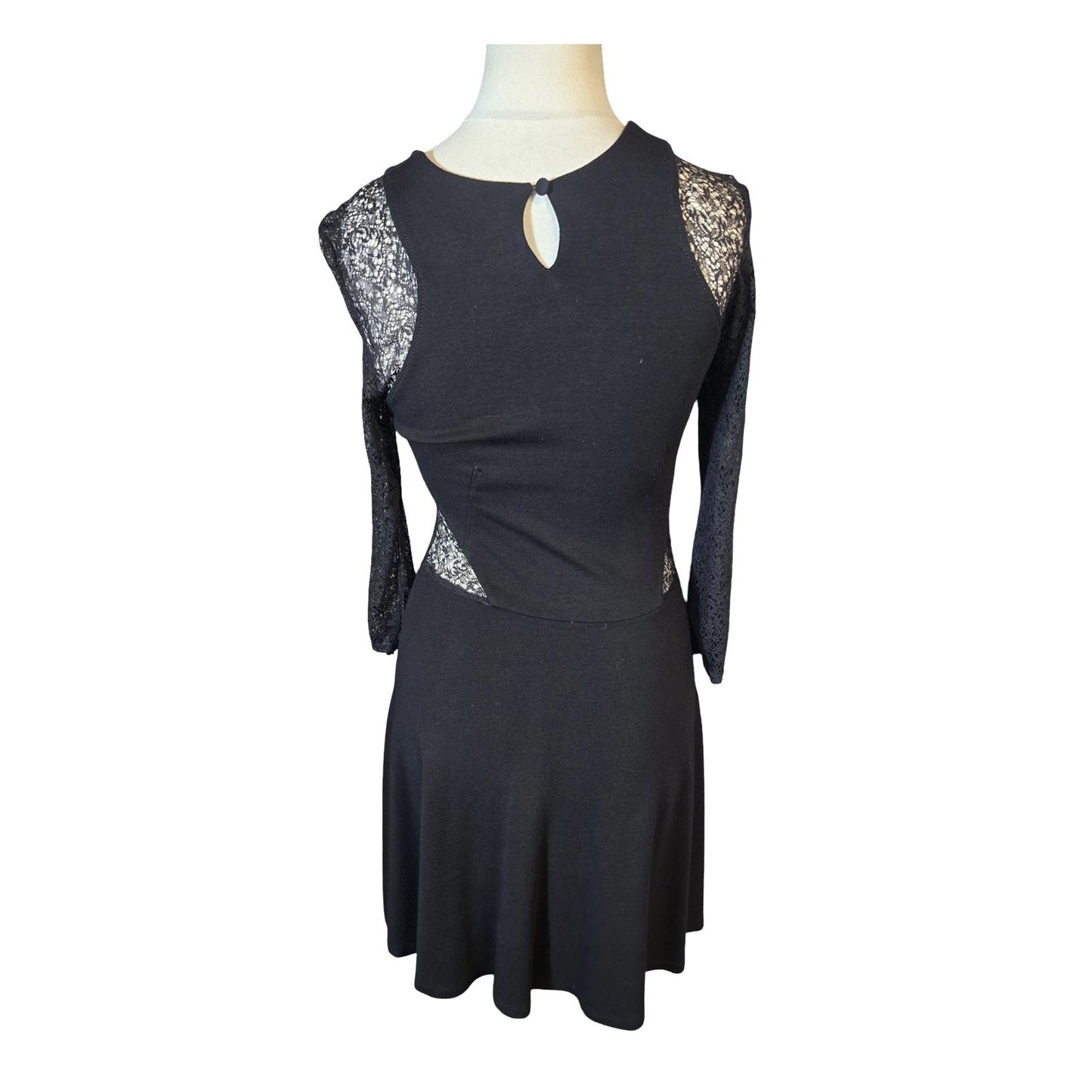 French Connection Black Lace Flared Dress – Size 10