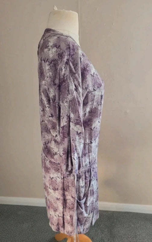 Laura Ashley Purple & Grey Abstract Print Shirt Dress Size 14