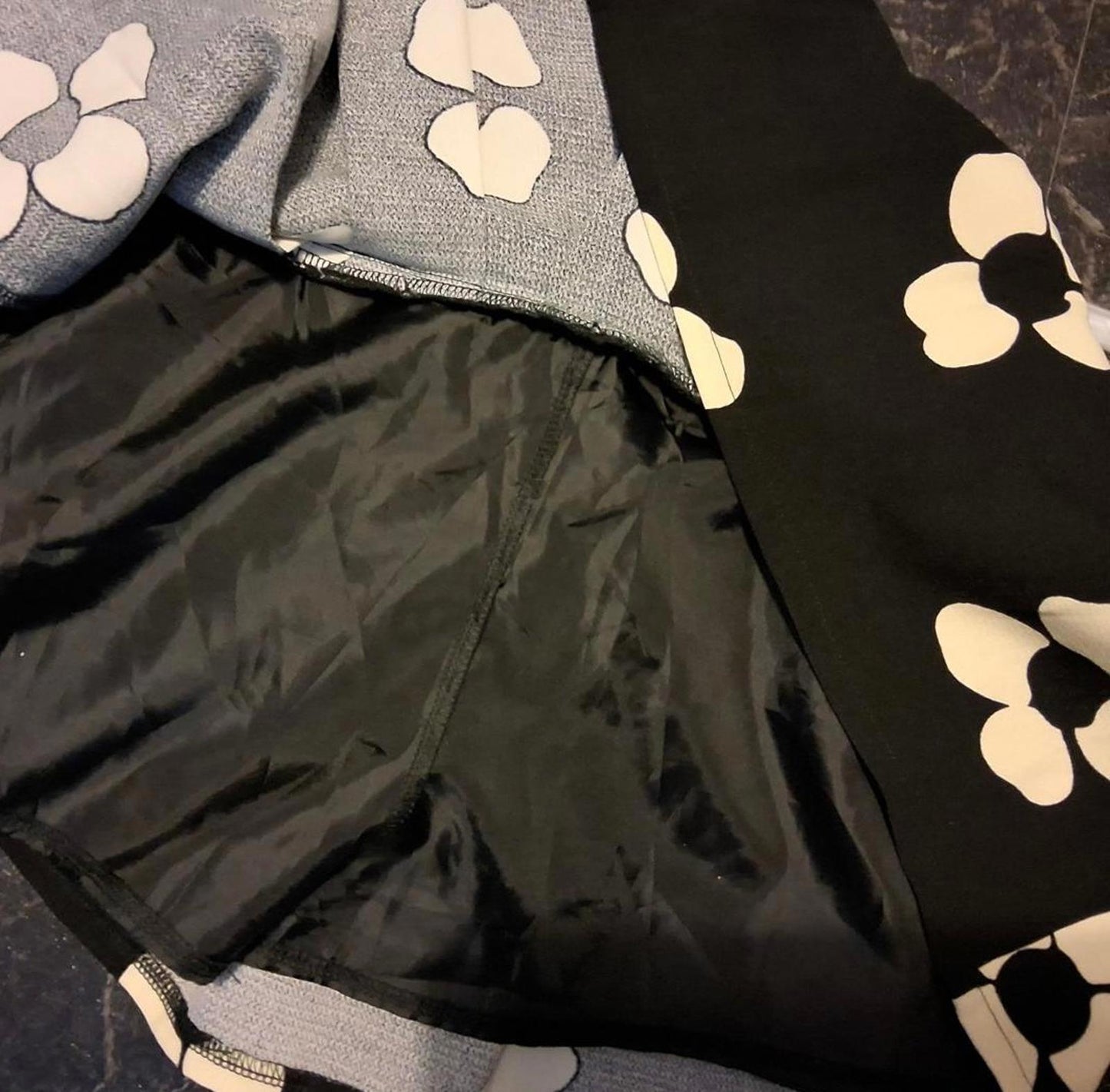 Y2K New Look Black & White Floral Print Mini Skort Elasticated Waist