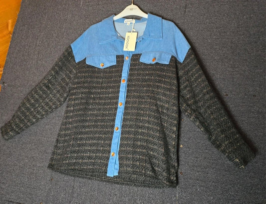 Koolook Shirt Blue & Black Med Size 12/14 Denim Everyday NWT