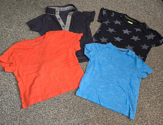 Bundle Of 4 Baby Boys Short Sleeve T-Shirts Age 6-9 Months (Next, Primark, Matalan, F&F)