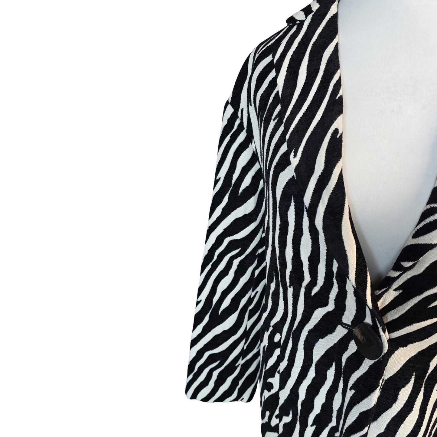 F&F Black & White Zebra Print Peacoat – Oversized 3/4 Sleeve – Size 10