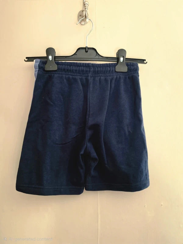 Nutmeg Boys Dark Navy Blue Side Stripe Sweat Shorts Drawstring Waist Age 7-8 Years