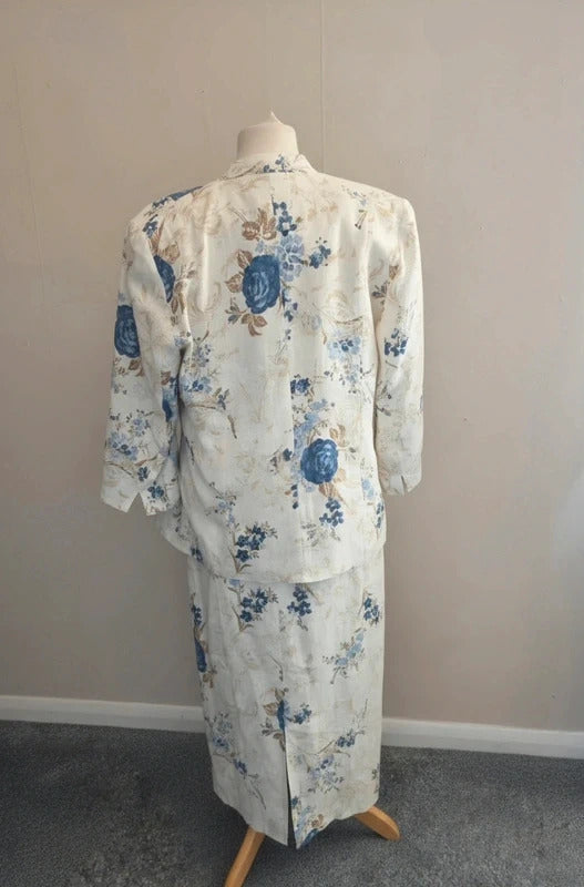 Bianco 100% Linen Occasion Dress & Blazer Set Size 14