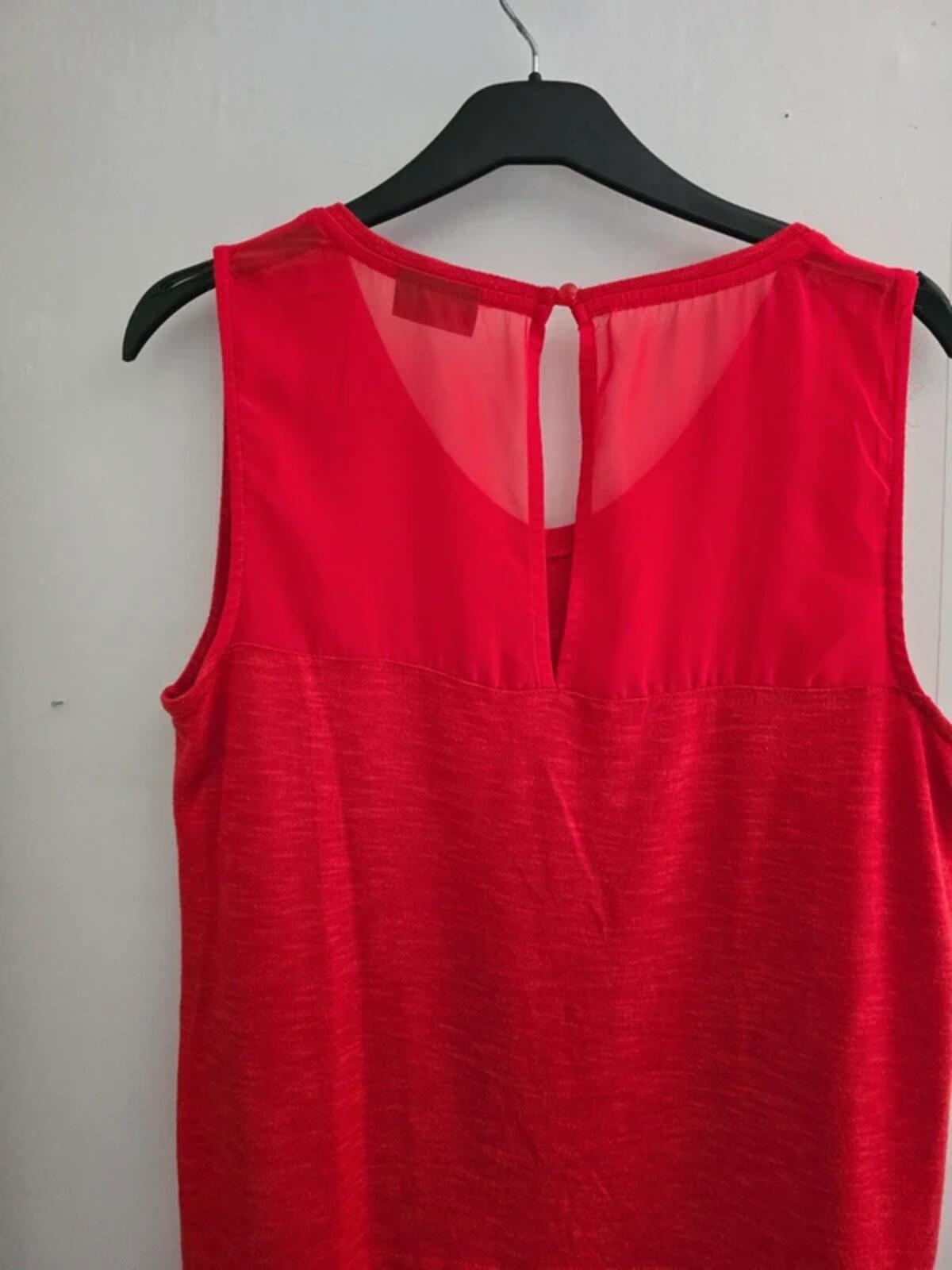 Yessica Red Sleeveless Sheer Layered Vest Top  L Size 16-18