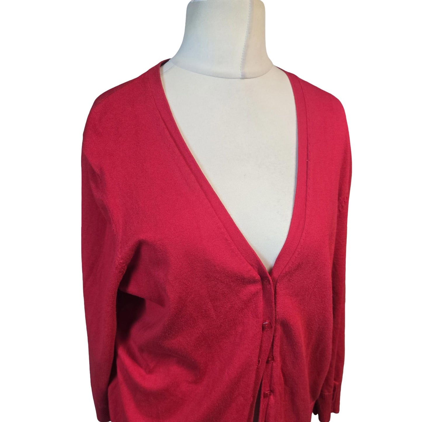 Red Herring Red Button Up Cardigan – Size 18 – Longer Length Knit