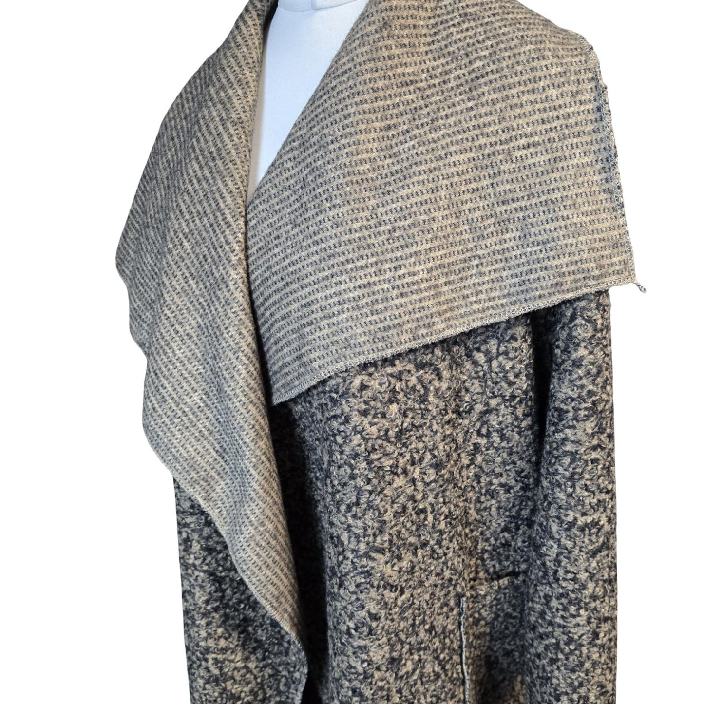 Brown Knit Coat One Size Wrap Oversized Causal  Made in Italy