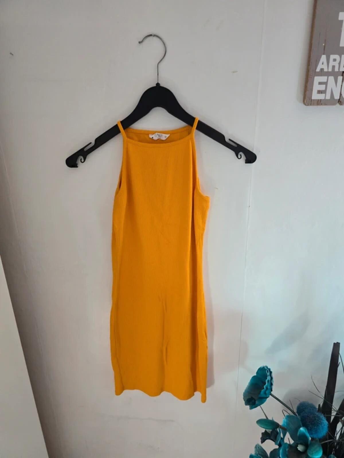 Matalan Girls Mustard Yellow Ribbed Bodycon Dress Size Age 12 Years