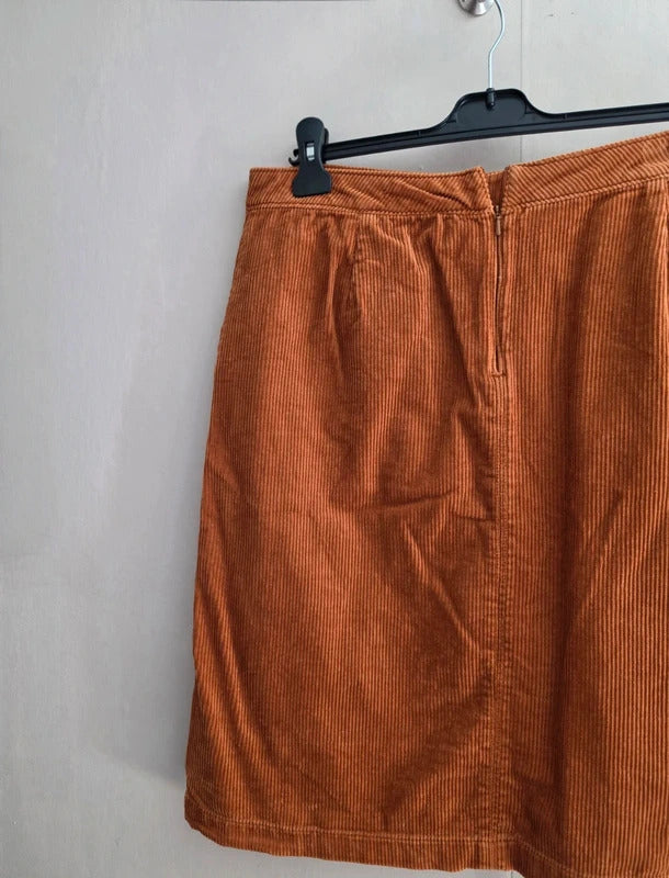 Tu Women's Burnt Orange Corduroy A-Line Knee-Length Skirt Size 14