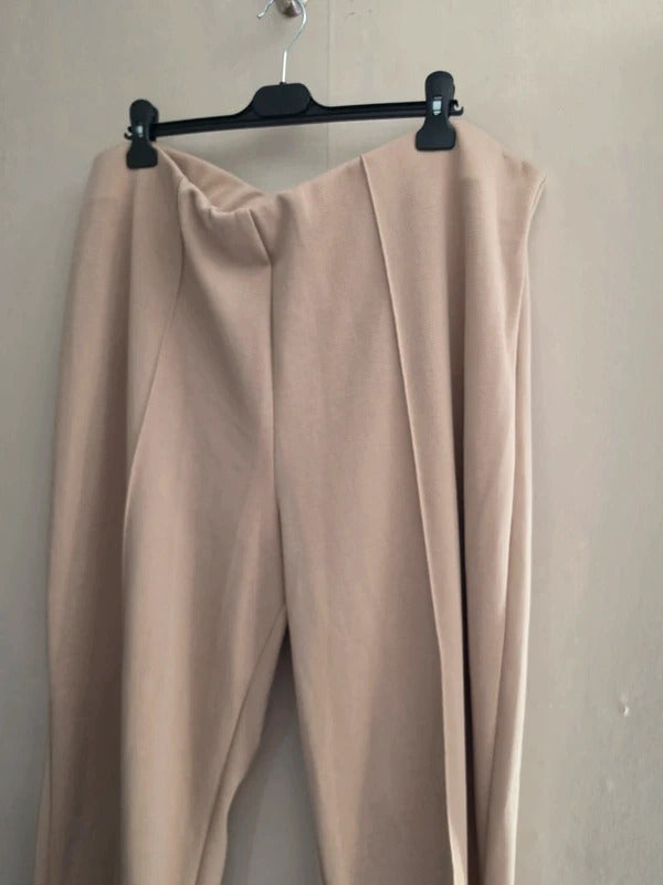 Bonmarche Beige Flared Ankle Length Elasticated Trousers Size 24