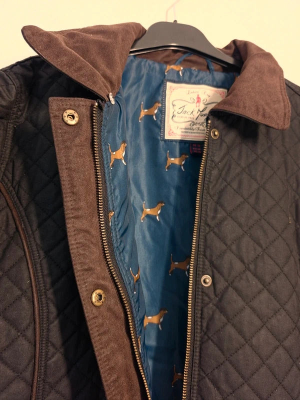 Jack Murphy Women's Black Waxed Cotton Quilted Country Jacket – Size 18