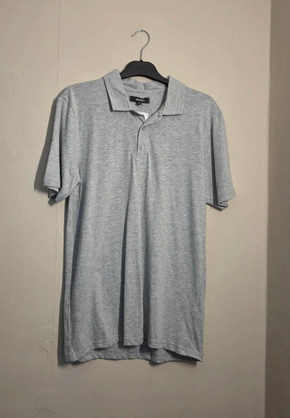 Studio Men's Light Grey Marl Short Sleeve Polo Shirt Size M