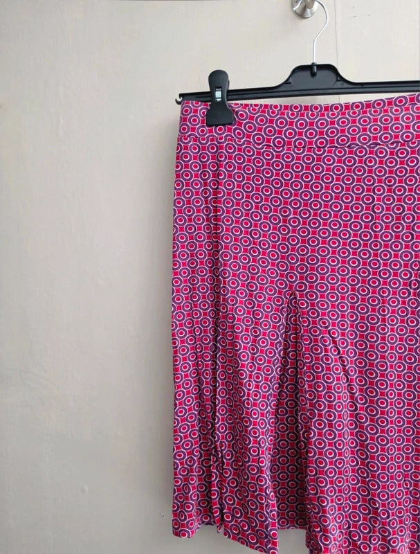 Boden Red & Purple Geometric Patterned Knee Length Flared Skirt Size UK 10 Reg