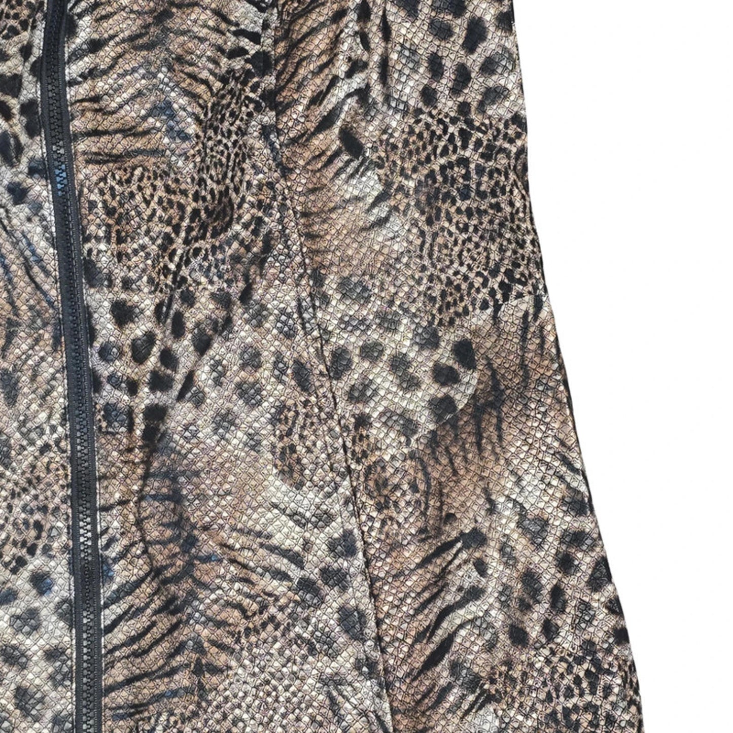 Bob Mackie Leopard Print Faux Fur Gilet Black Brown Size XS Zip Up Lined New