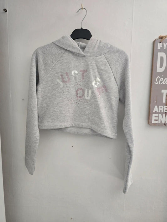 George Girls Light Grey Cropped Hoodie - Age 11-12 Years