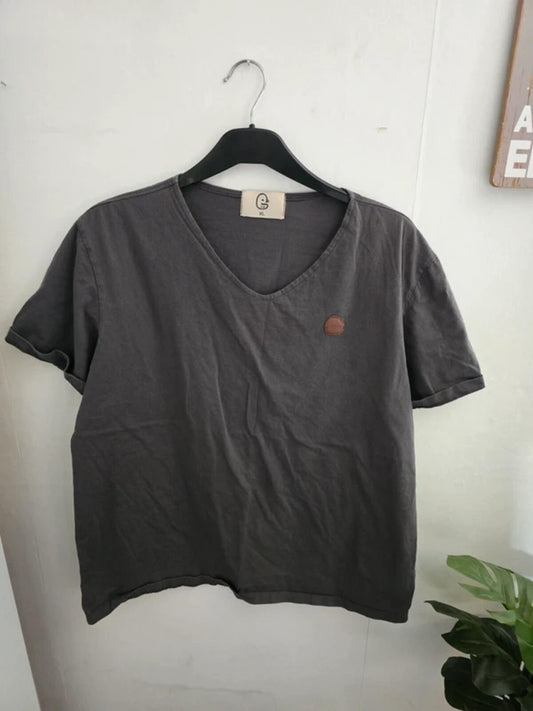 Graf Mens Grey V Neck Cotton Logo T-Shirt Relaxed Fit XL