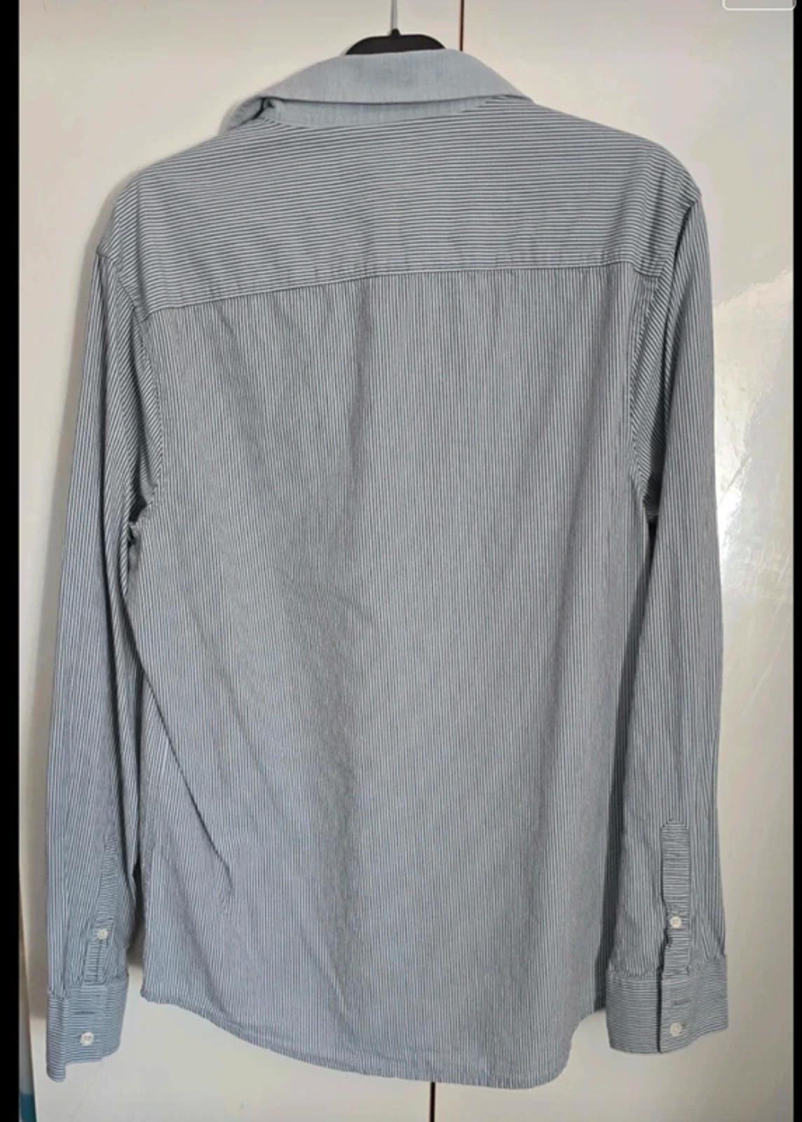 Men's penguin Heritage slim fit long sleeved striped blue shirt size Med
