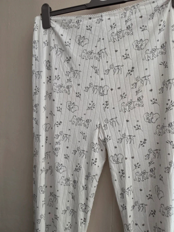 Primark Disney White Patterned Lightweight Pyjama Bottoms Size 14-16