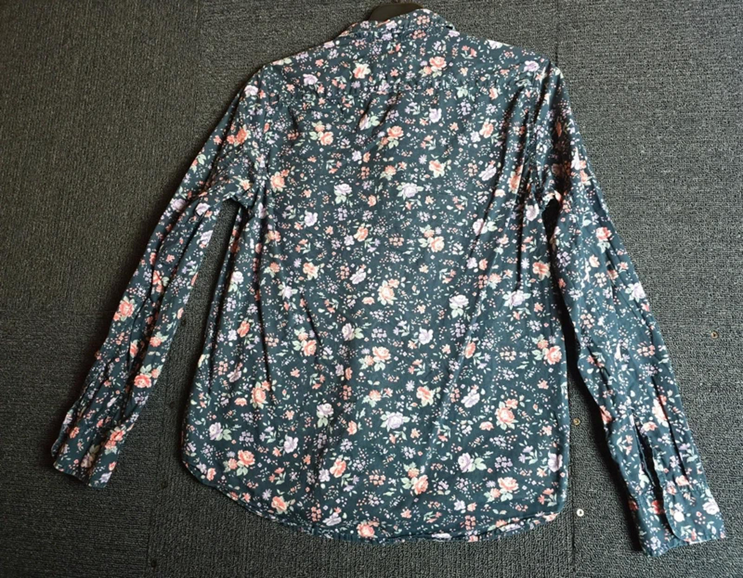 Gap Floral Fitted Boyfriend Shirt Navy S Size 8/10 Cotton Button Down