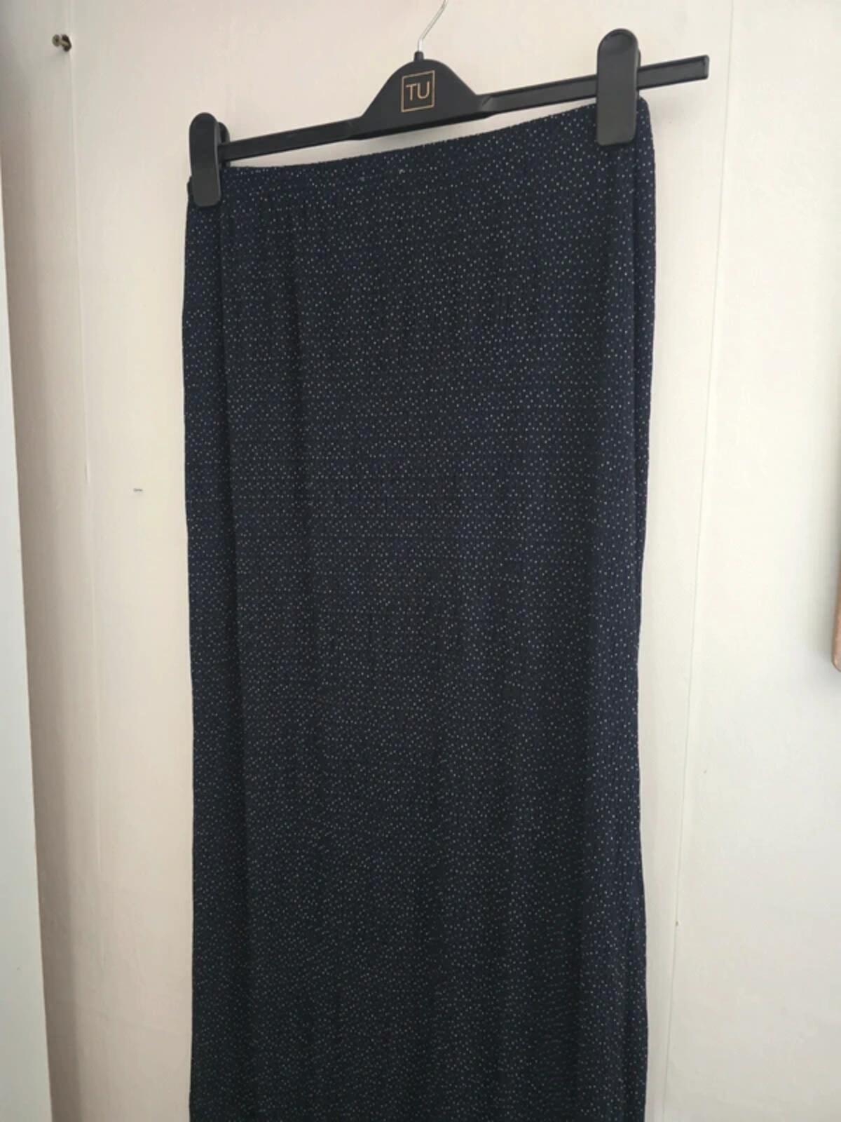 Tu Navy & White Polka Dot Wrap Maxi Skirt Size 14