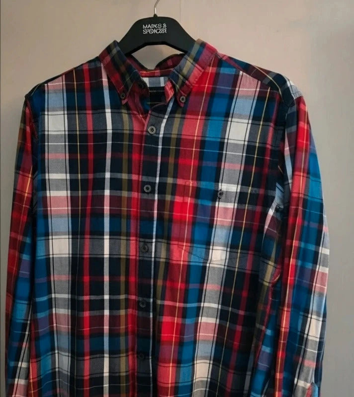 French Connection Men's Multicolour Checked Long Sleeve Shirt Size Medium