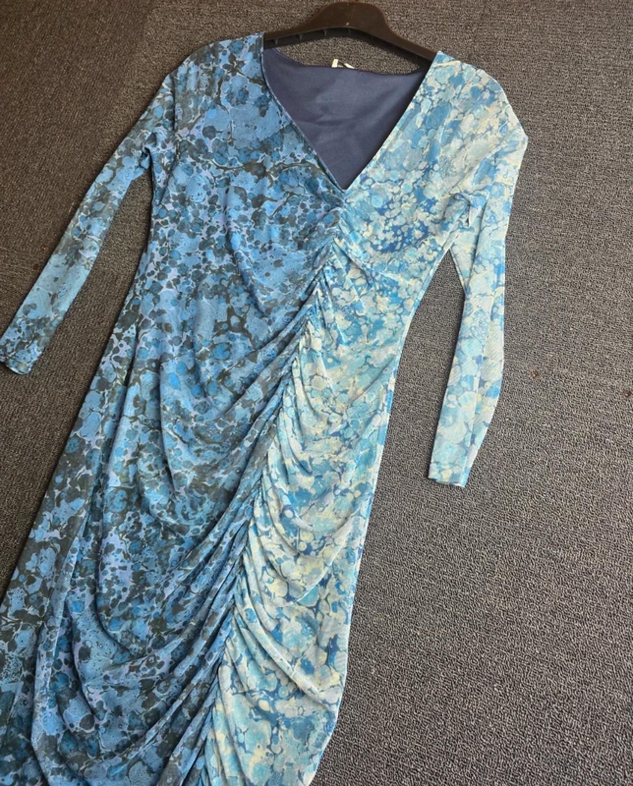 Warehouse Petite Dress Blue Size 14 Bodycon Midi Weekend