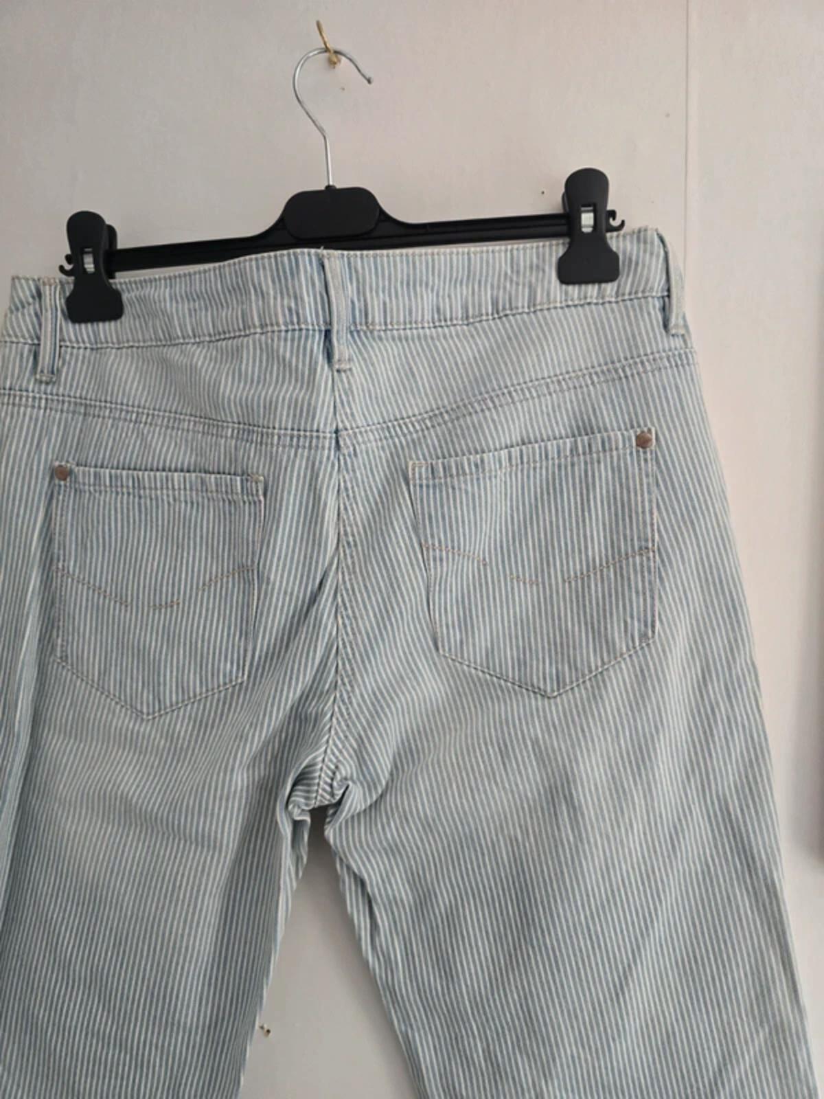 Next Blue & White Striped Denim Knee-Length Shorts Size 12