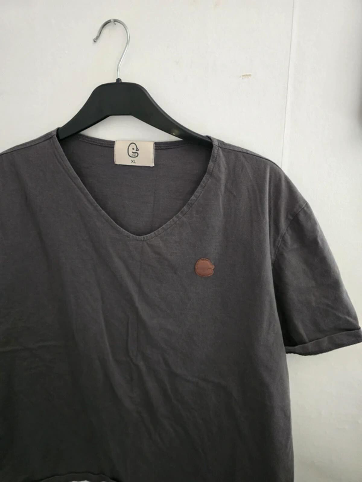 Graf Mens Grey V Neck Cotton Logo T-Shirt Relaxed Fit XL