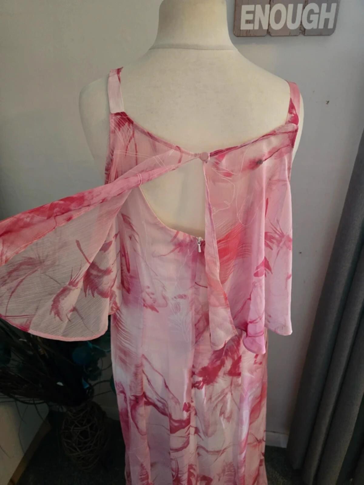 Roman Pink & White Layered Maxi Dress Size 14