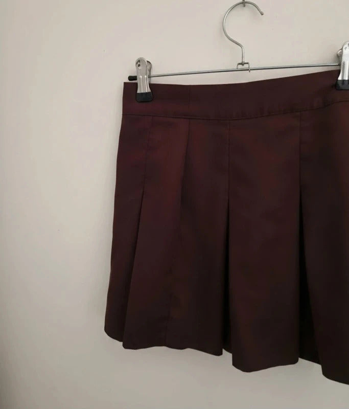 H&M Brown Pleated Flared Mini Skirt Size Eur 34 Size 6-8