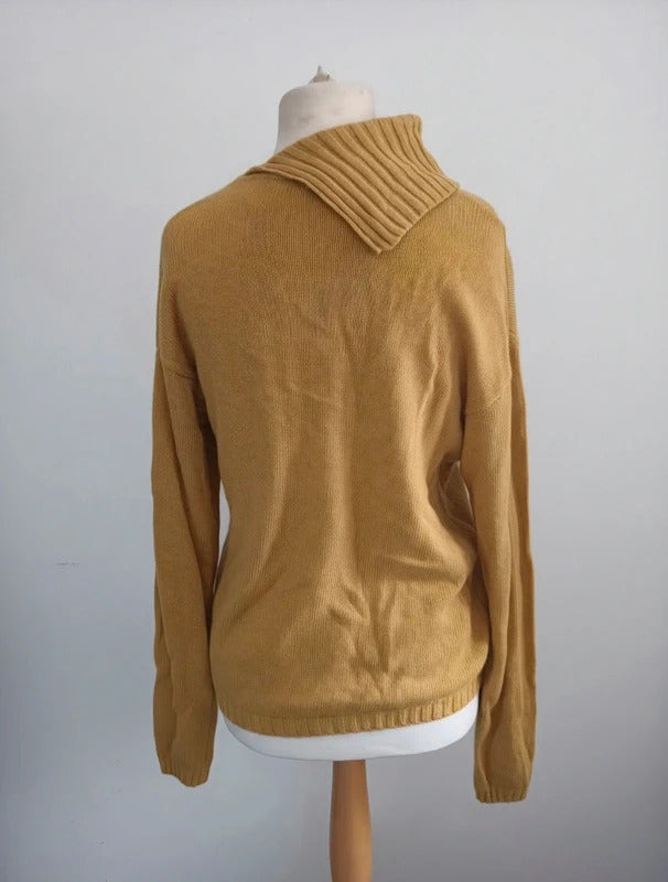 Vintage Armani Jeans Mustard Yellow Angora Wool Knit Jumper Made in Italy