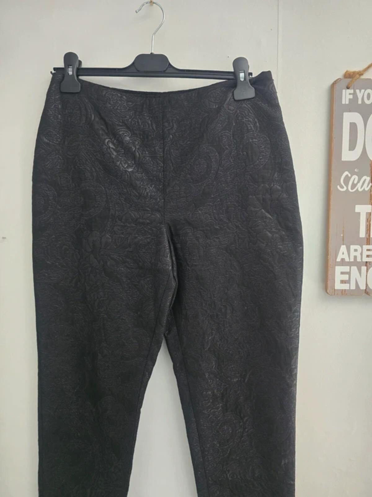 Autograph by Marks & Spencer Black Patterned Slim Trousers - Size 10