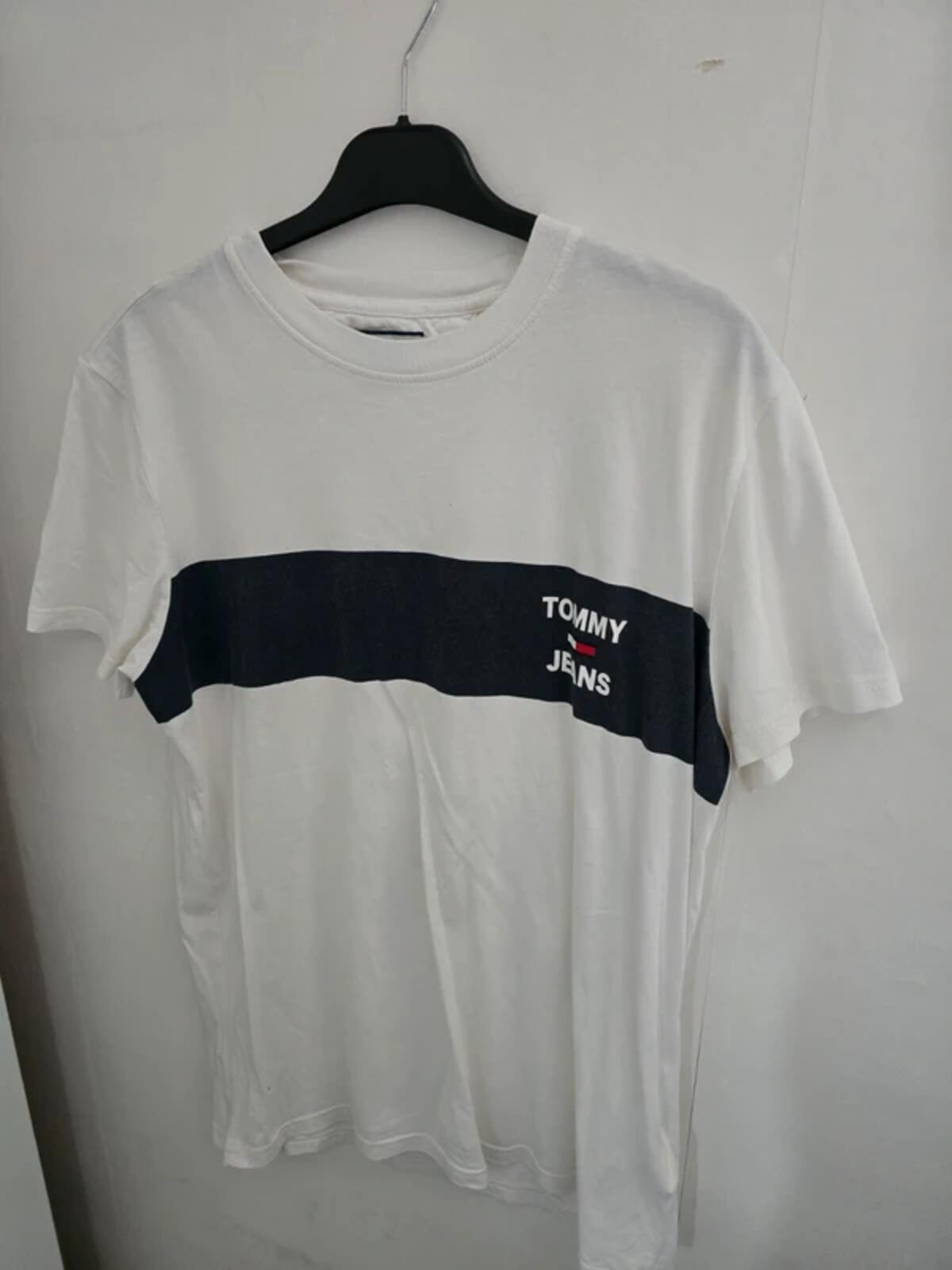 Tommy Jeans Mens White & Black Logo T-Shirt Size Medium