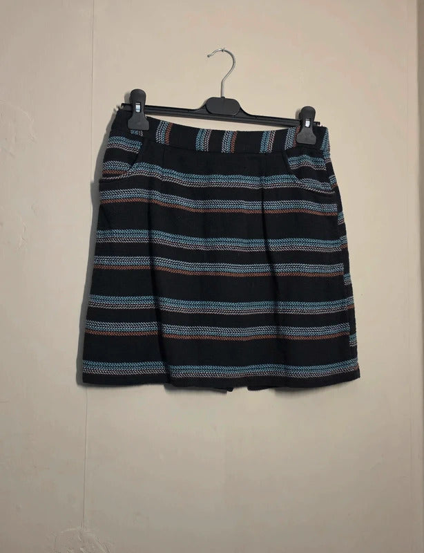 Matalan Women's Black Green & Orange Striped Mini Skirt Size 10