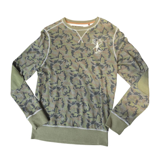Next Boys Khaki Camouflage Jumper Long Sleeve Elbow Patches Age 16