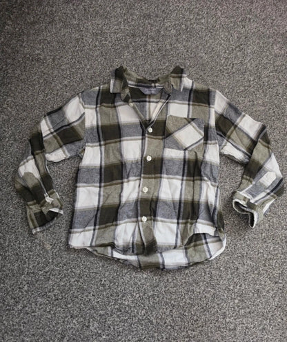 Primark Boys Green & White Check Long Sleeve Flannel Shirt Age 5-6 Years
