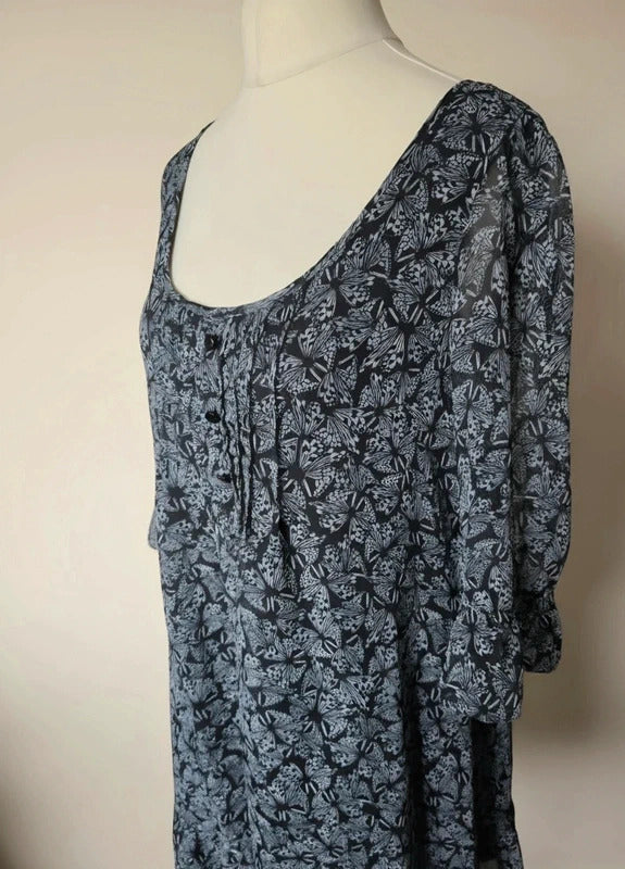 Next Black & White Floral Frilly Dress – Size 12