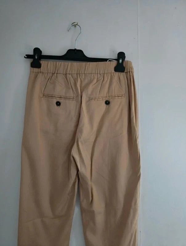 Vila Beige High Waisted Slim Leg Tailored Trousers Size 8