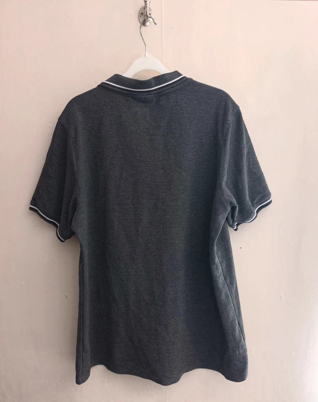 Slazenger Men's Grey Short Sleeved Polo Shirt Logo Size Large