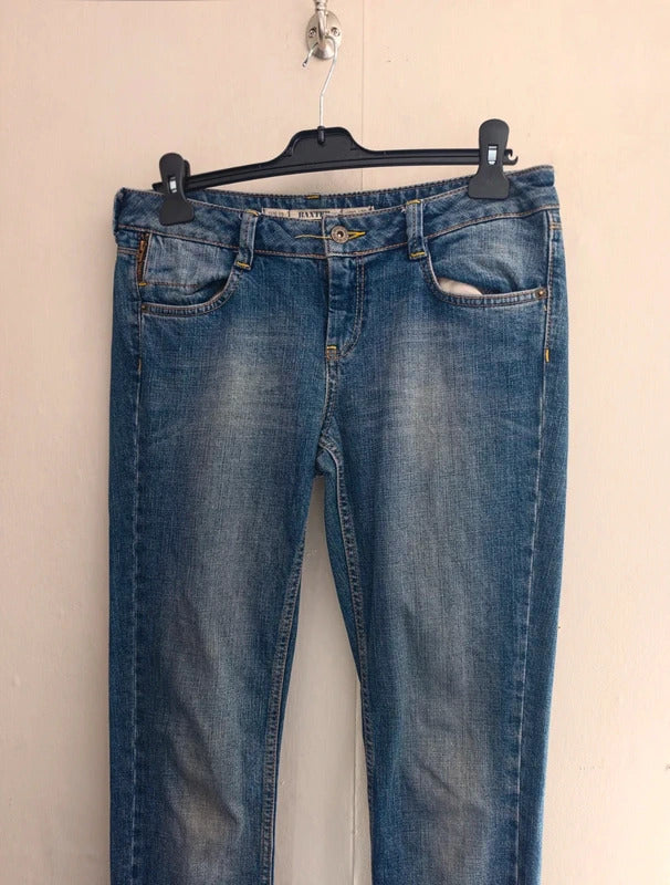 Topshop MOTO Baxter Slim Leg Jeans – UK 12  W30 L30 Blue Denim Y2K Vintage Style