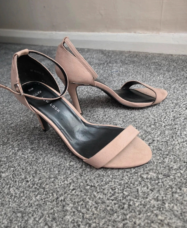 New Look Beige Faux Suede Wide Fit Open Toe Heeled Sandals 9cm Heel