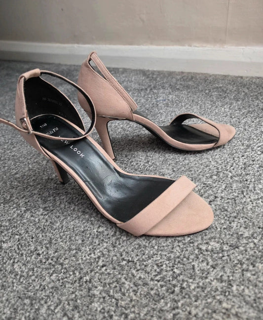 New Look Beige Faux Suede Wide Fit Open Toe Heeled Sandals 9cm Heel