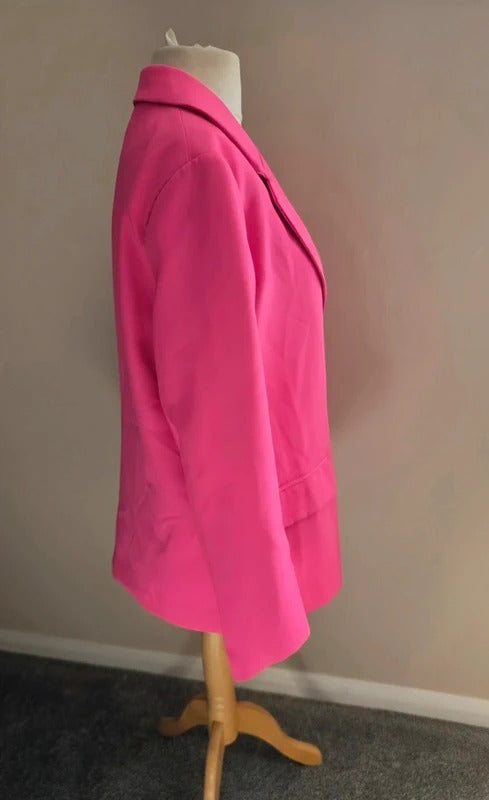 Missguided Bright Pink Oversized Single Button Blazer NWT Size 8