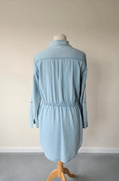Indigo Marks & Spencer Light Blue Denim Shirt Dress – Size 12